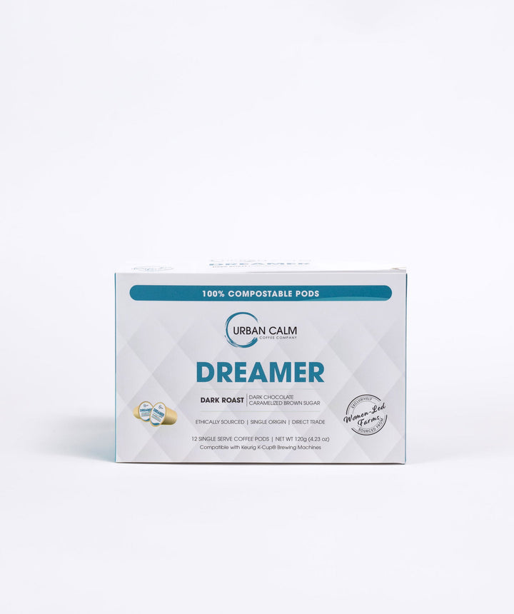 DREAMER DARK ROAST COFFEE - COMPOSTABLE SINGLE SERVE COFFEE PODS - urbancalmcoffee.ca