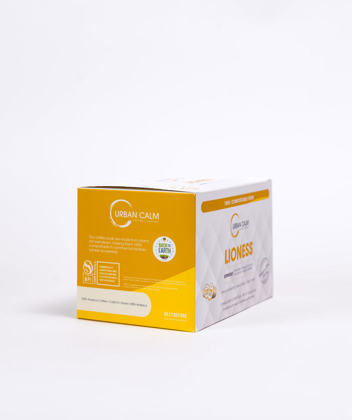 LIONESS ESPRESSO - COMPOSTABLE SINGLE SERVE COFFEE PODS - urbancalmcoffee.ca