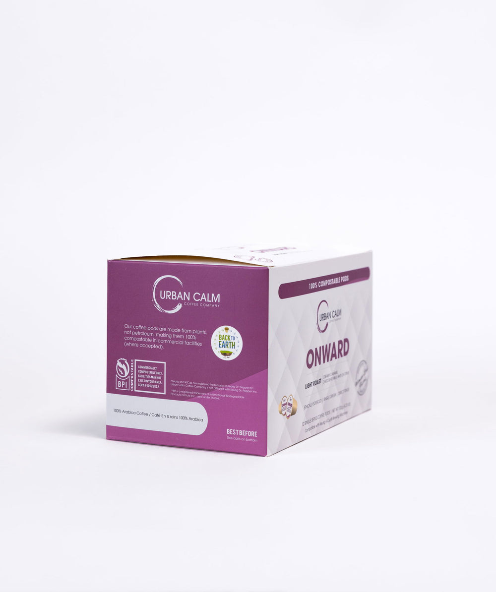 ONWARD LIGHT ROAST COFFEE - COMPOSTABLE SINGLE SERVE COFFEE PODS - urbancalmcoffee.ca