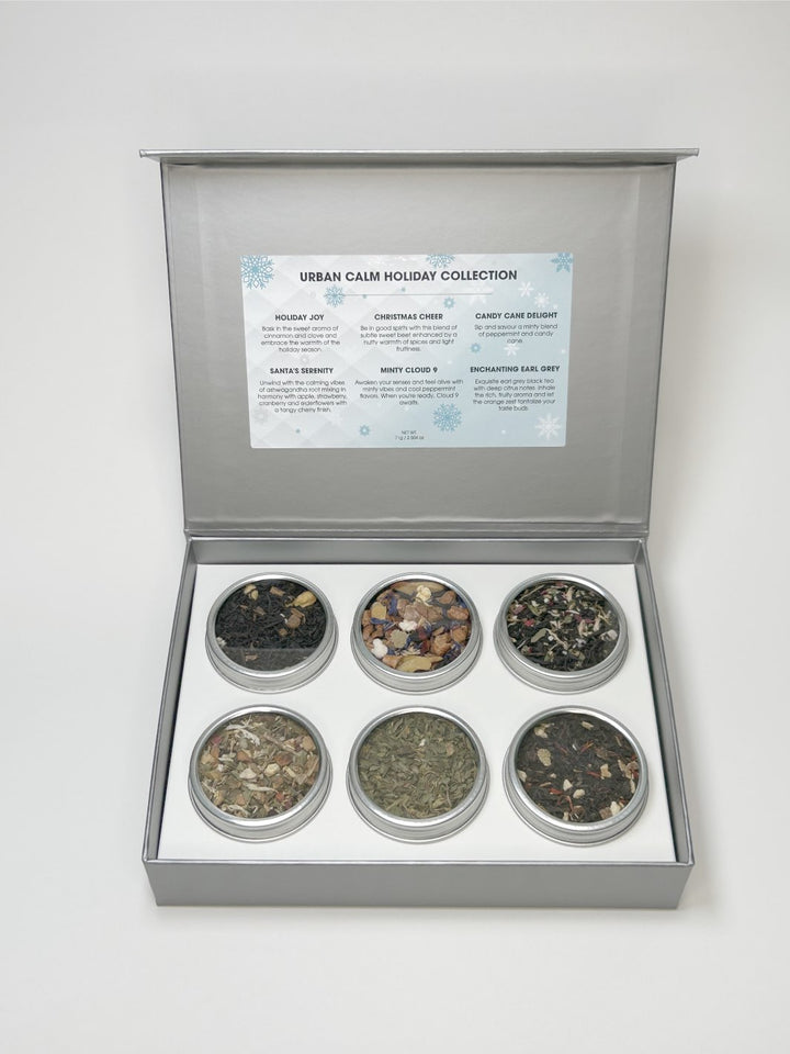 Holiday tea gift set from local Calgary Coffee roaster.  Includes 6 loose leaf teas