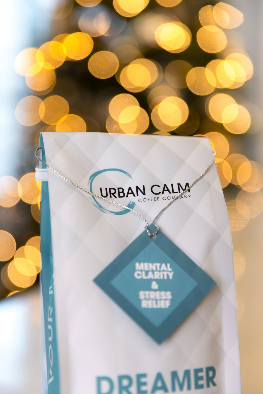 Urban Calm Dreamer coffee gift with holiday lights for corporate gifting