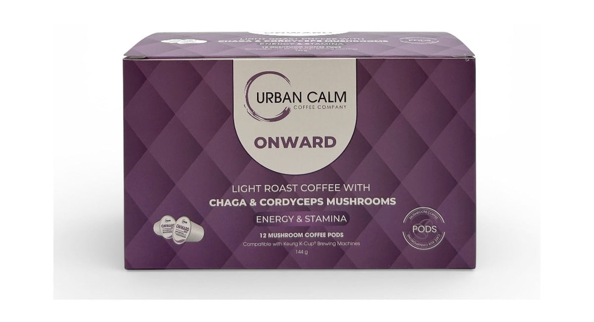 Urban Calm Onward mushroom coffee K-Cup format