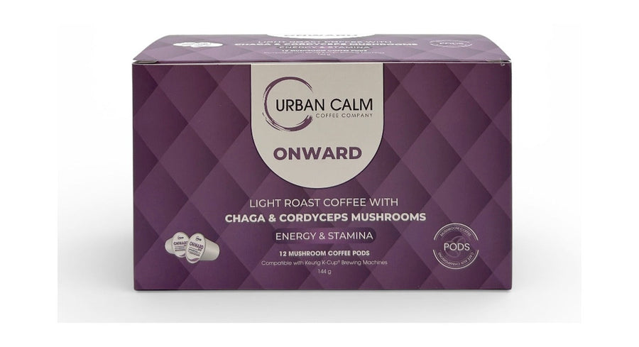 Urban Calm Onward mushroom coffee K-Cup format