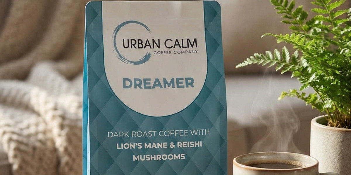 Urban Calm Lioness espresso mushroom coffee with Lion's Mane and Cordyceps
