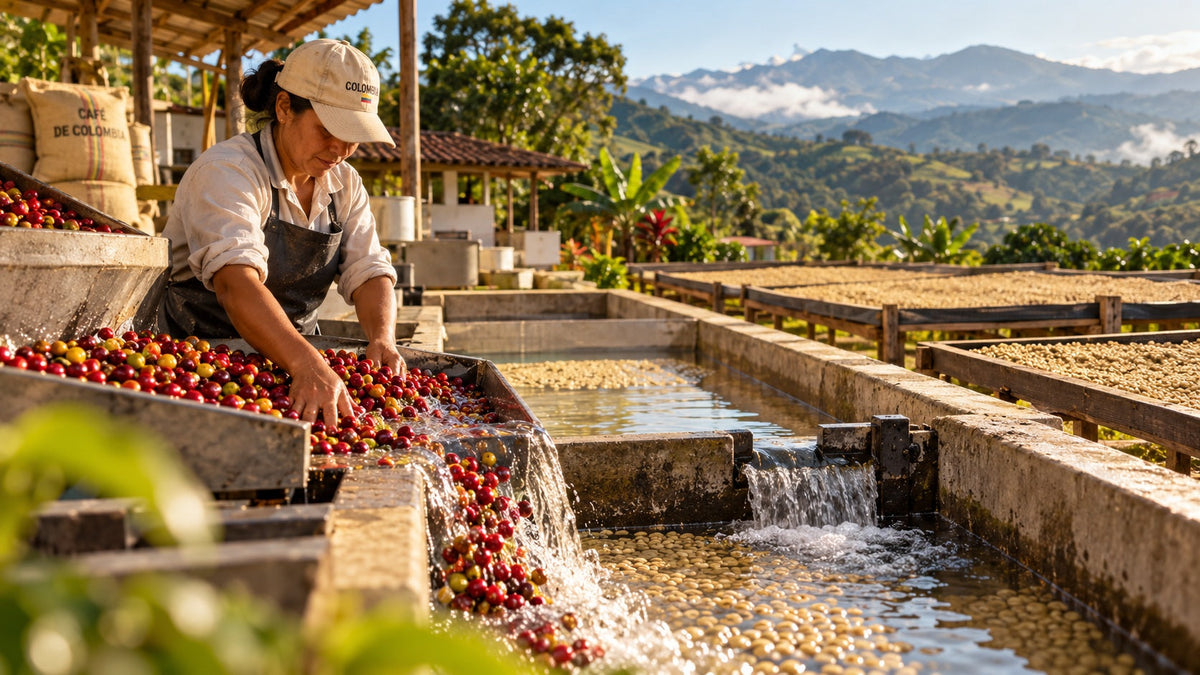 Washed coffee processing in Colombia