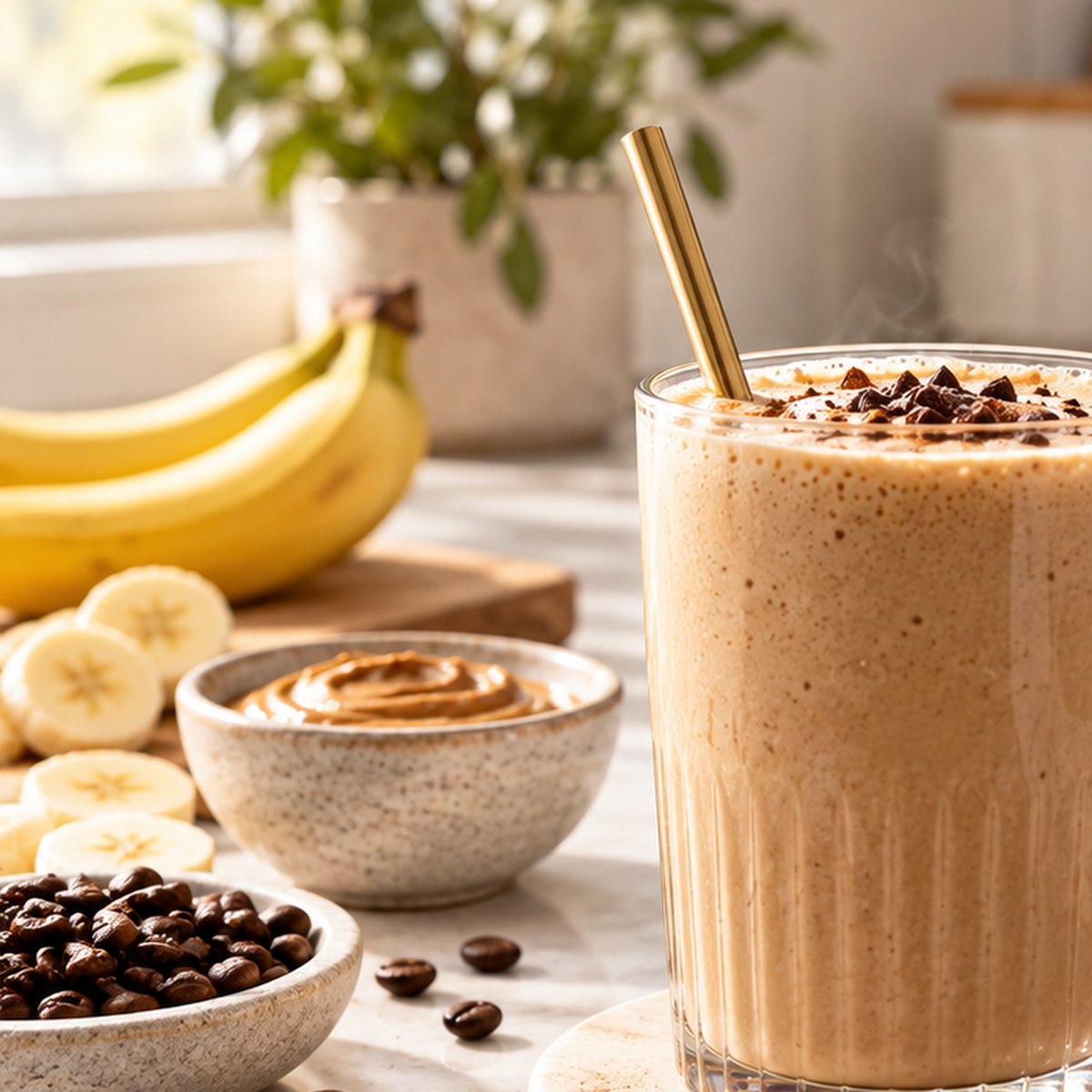 Coffee banana mushroom coffee smoothie