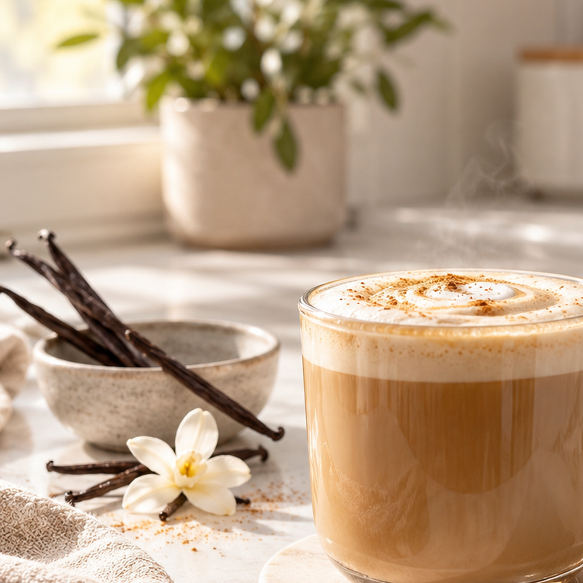 Vanilla Lion's Mane latte made with Urban Calm Lioness mushroom coffee