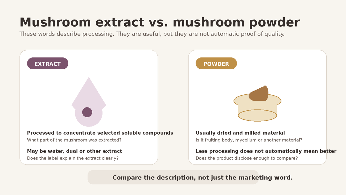 Mushroom extract vs mushroom powder comparison
