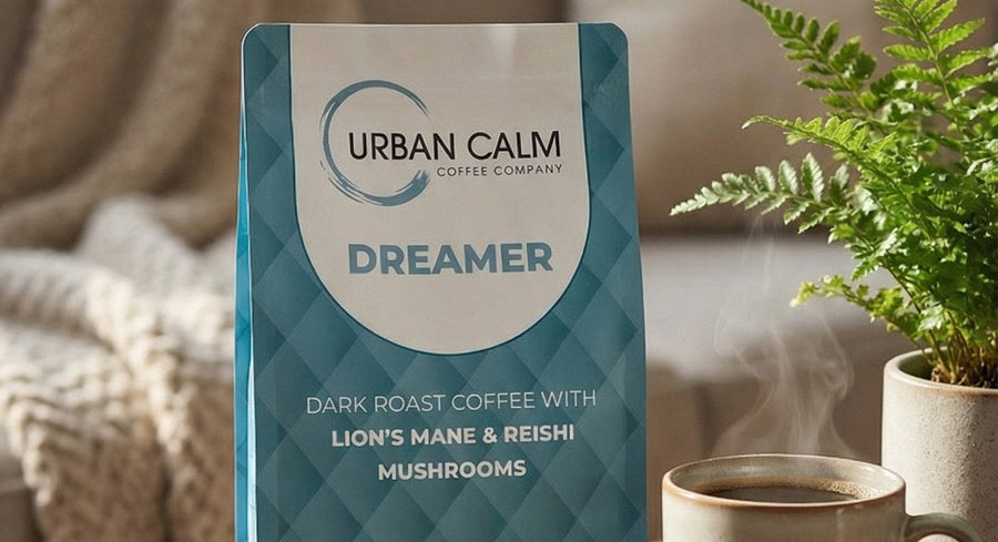 Urban Calm Dreamer coffee in a warm home setting