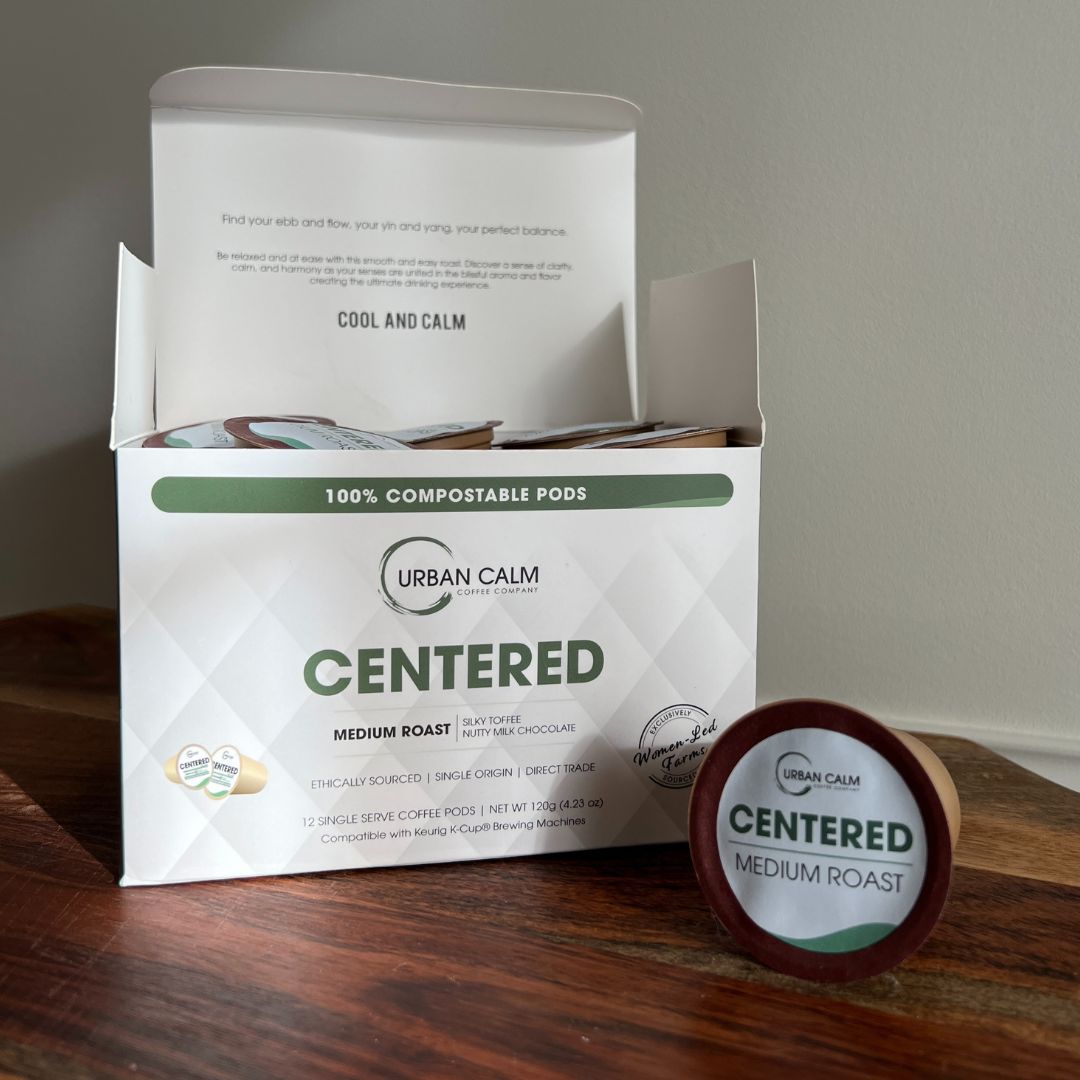 CENTERED MEDIUM ROAST COFFEE - COMPOSTABLE SINGLE SERVE COFFEE PODS - urbancalmcoffee.ca