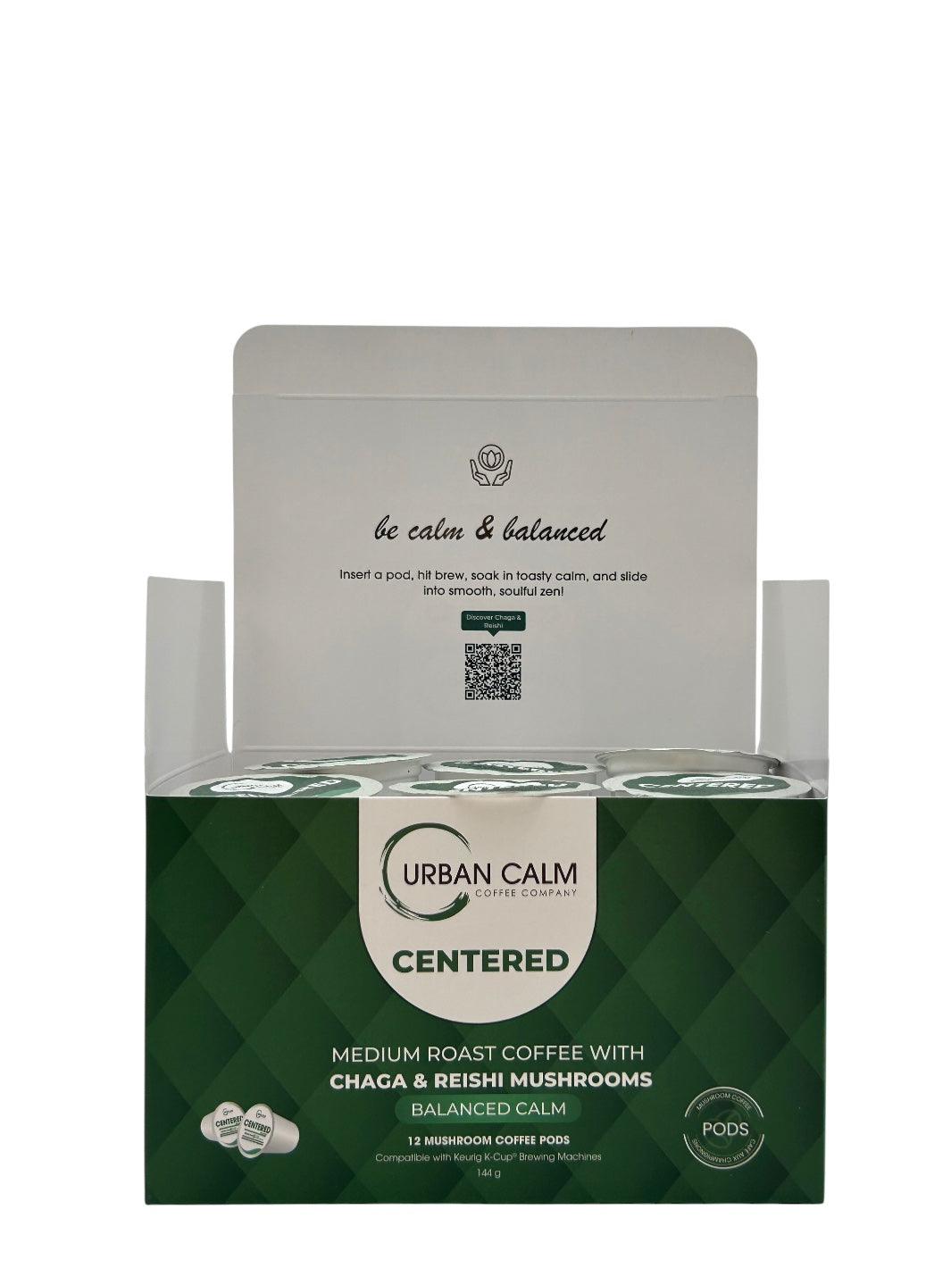 Organic Reishi & Chaga Mushroom Coffee K-Cups | Medium Roast Blend for Balanced Calm & Immune Support