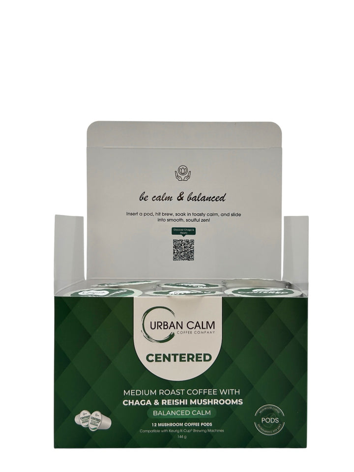 Organic Reishi & Chaga Mushroom Coffee K-Cups | Medium Roast Blend for Balanced Calm & Immune Support