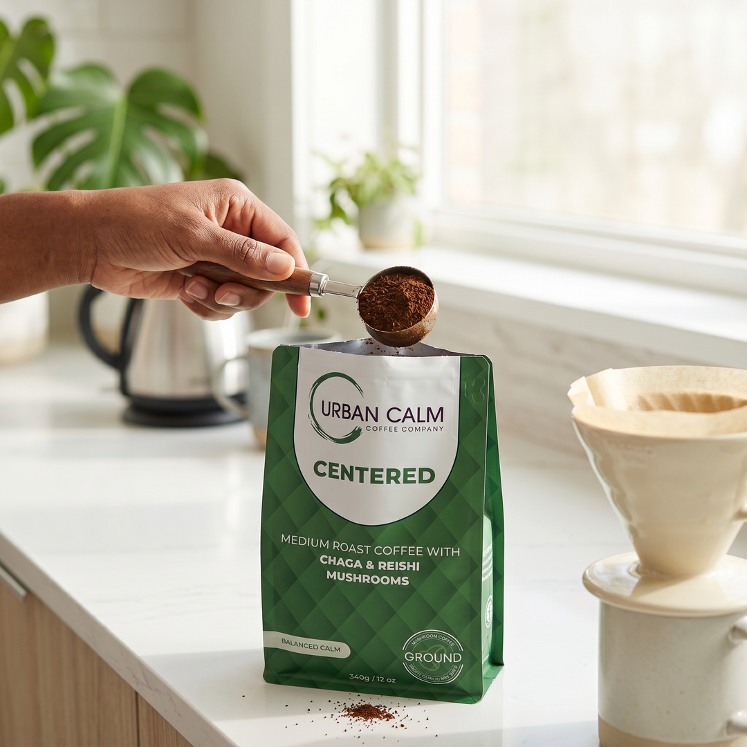Centered Medium Roast Mushroom Coffee | Chaga & Reishi | Urban Calm Coffee