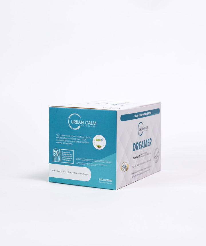DREAMER DARK ROAST COFFEE - COMPOSTABLE SINGLE SERVE COFFEE PODS - urbancalmcoffee.ca