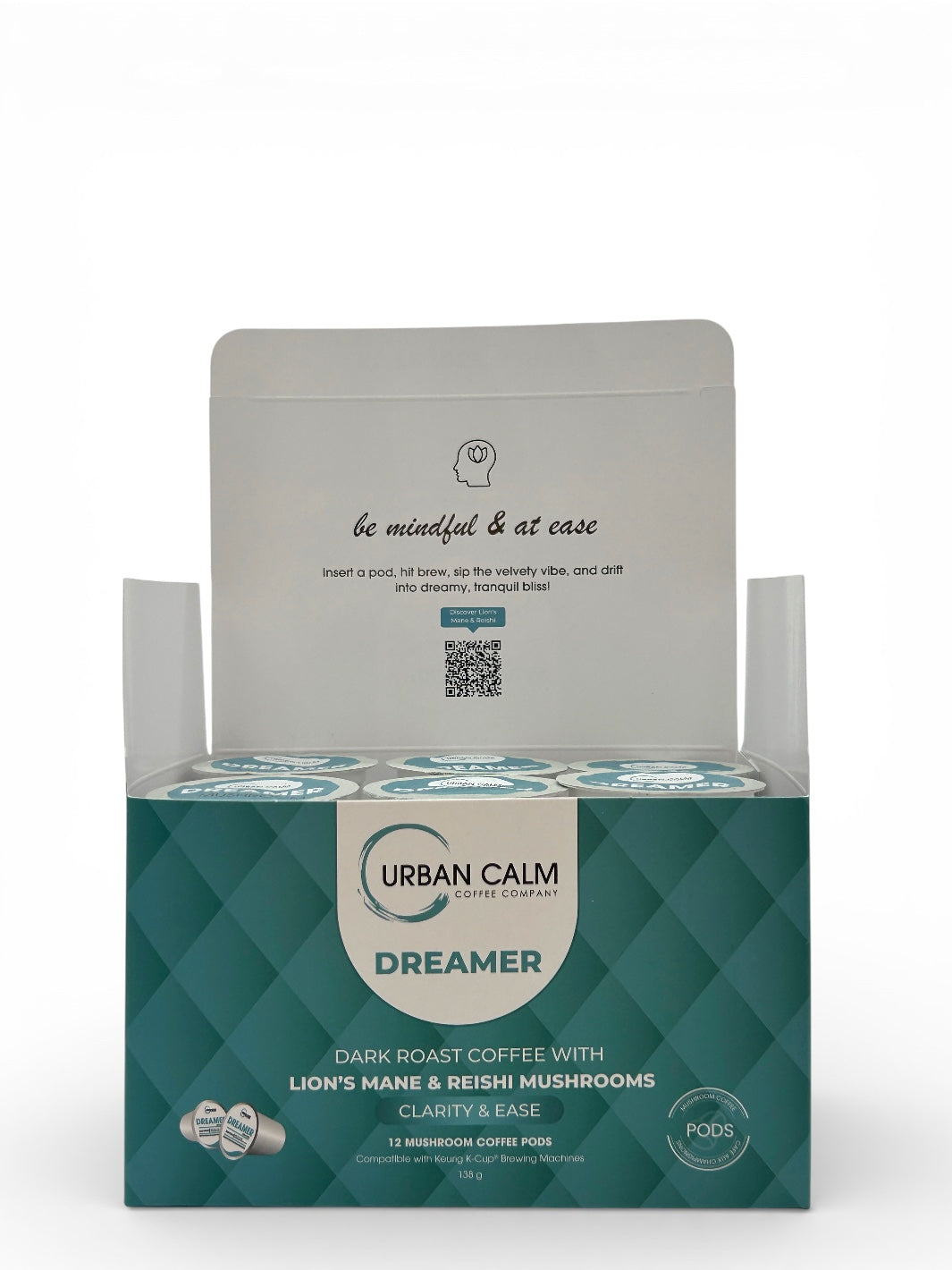 Organic Lion's Mane & Reishi Mushroom Coffee K-Cups | Dark Roast Blend for Mental Clarity & Stress Relief