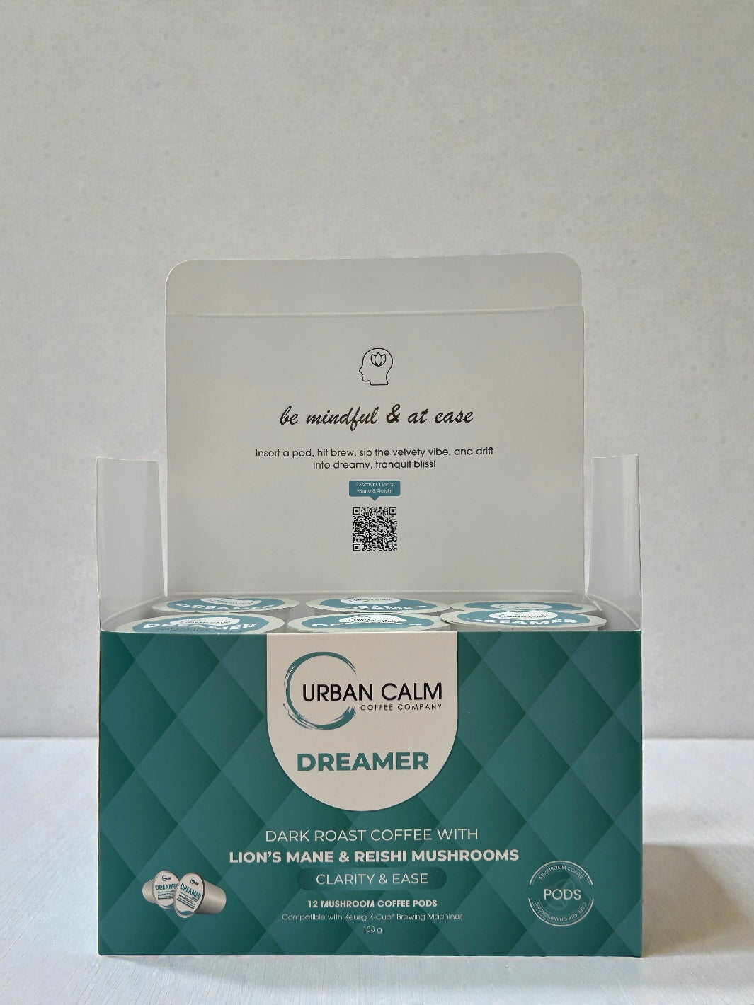 Organic Lion's Mane & Reishi Mushroom Coffee K-Cups | Dark Roast Blend for Mental Clarity & Stress Relief