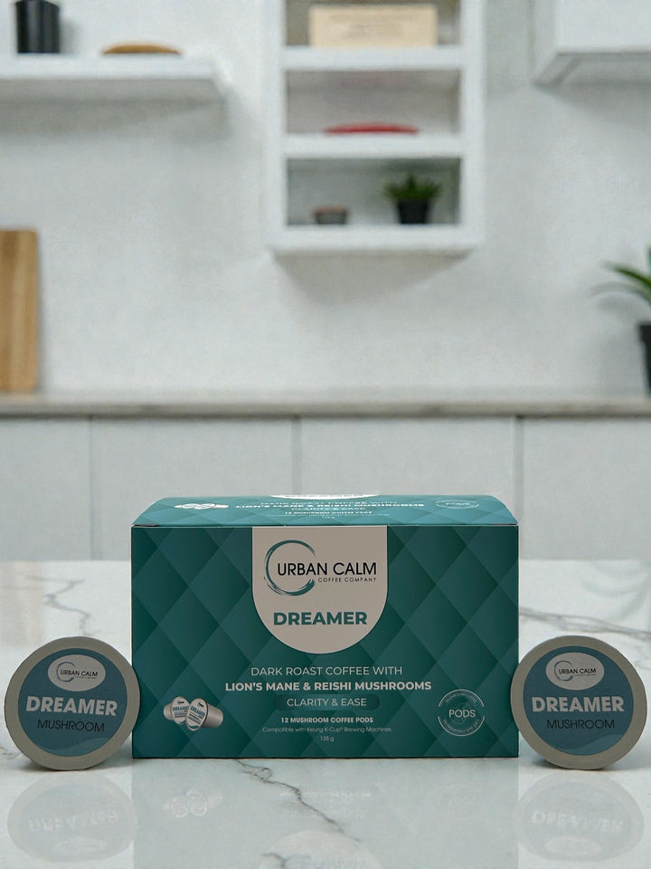 Organic Lion's Mane & Reishi Mushroom Coffee K-Cups | Dark Roast Blend for Mental Clarity & Stress Relief