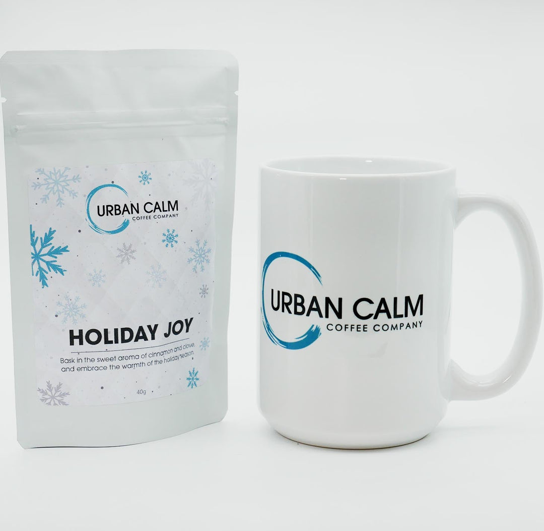 Holiday Joy loose leaf tea pouch and packaging detail