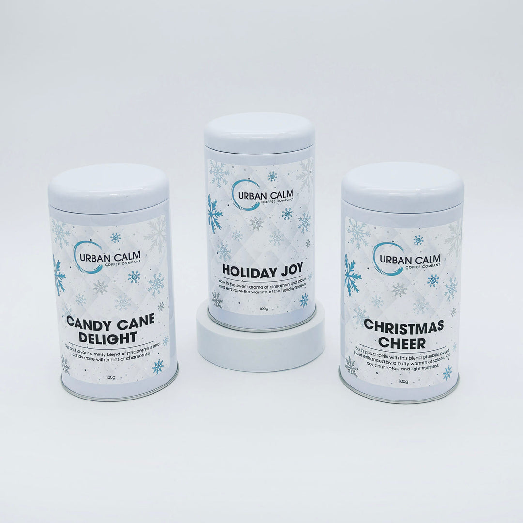 Urban Calm Holiday Joy, Christmas Cheer and Candy Cane Delight tea collection
