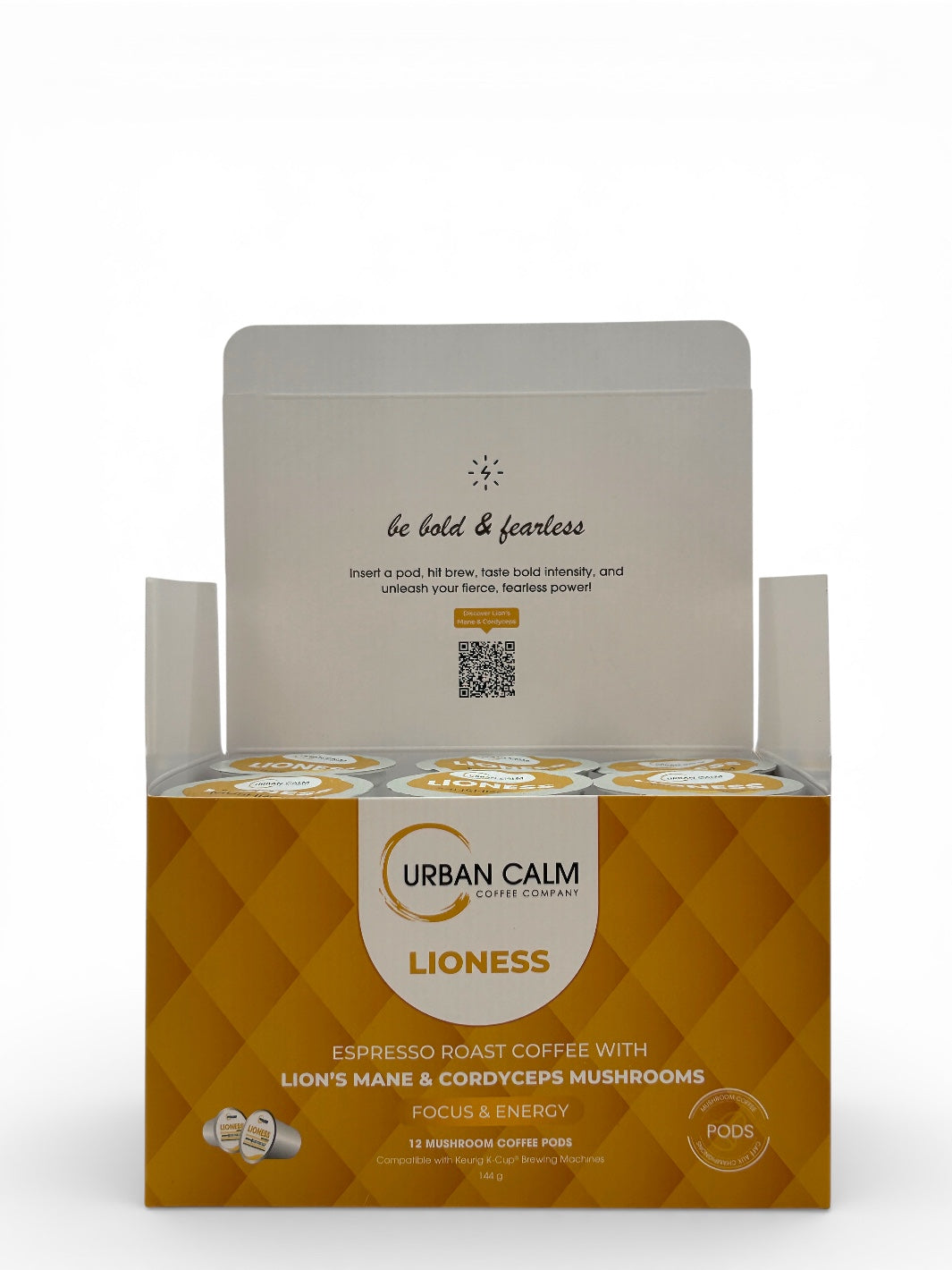 Organic Lion's Mane & Cordyceps Mushroom Coffee K-Cups | Medium Roast Espresso Blend for Mental Focus & Sustained Energy