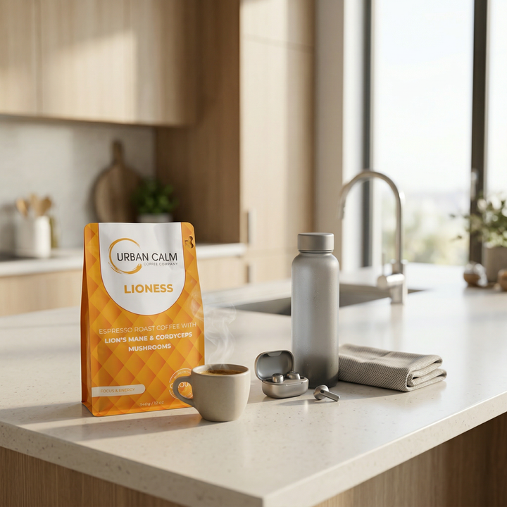 Lioness Espresso Mushroom Coffee | Lion's Mane & Cordyceps | Urban Calm Coffee