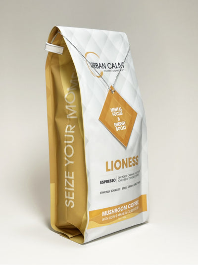 Espresso with Lion's Mane and Cordyceps mushroom extract. Made in Calgary