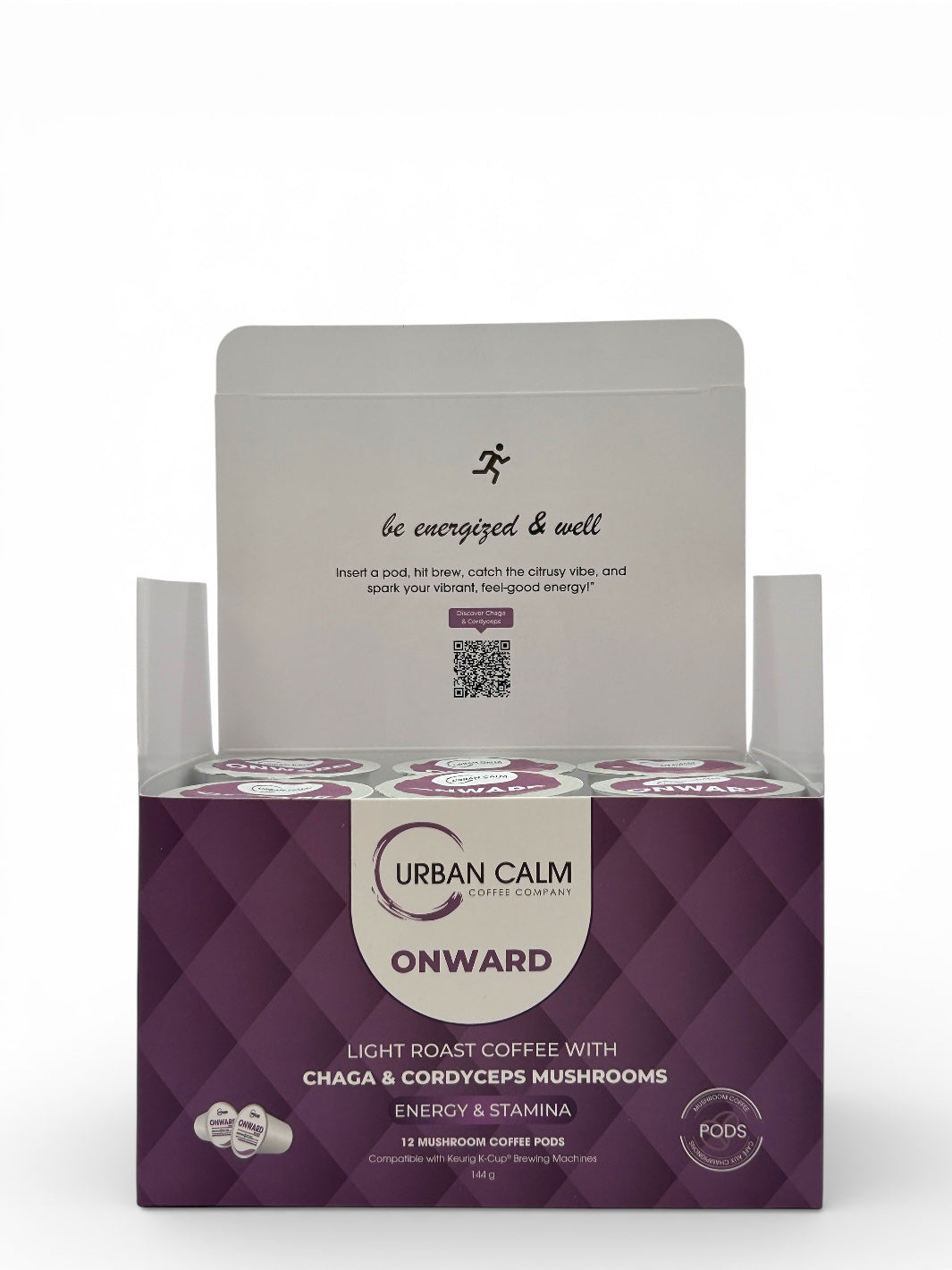 Organic Cordyceps & Chaga Mushroom Coffee K-Cups | Light Roast Blend for Enhanced Energy & Stamina