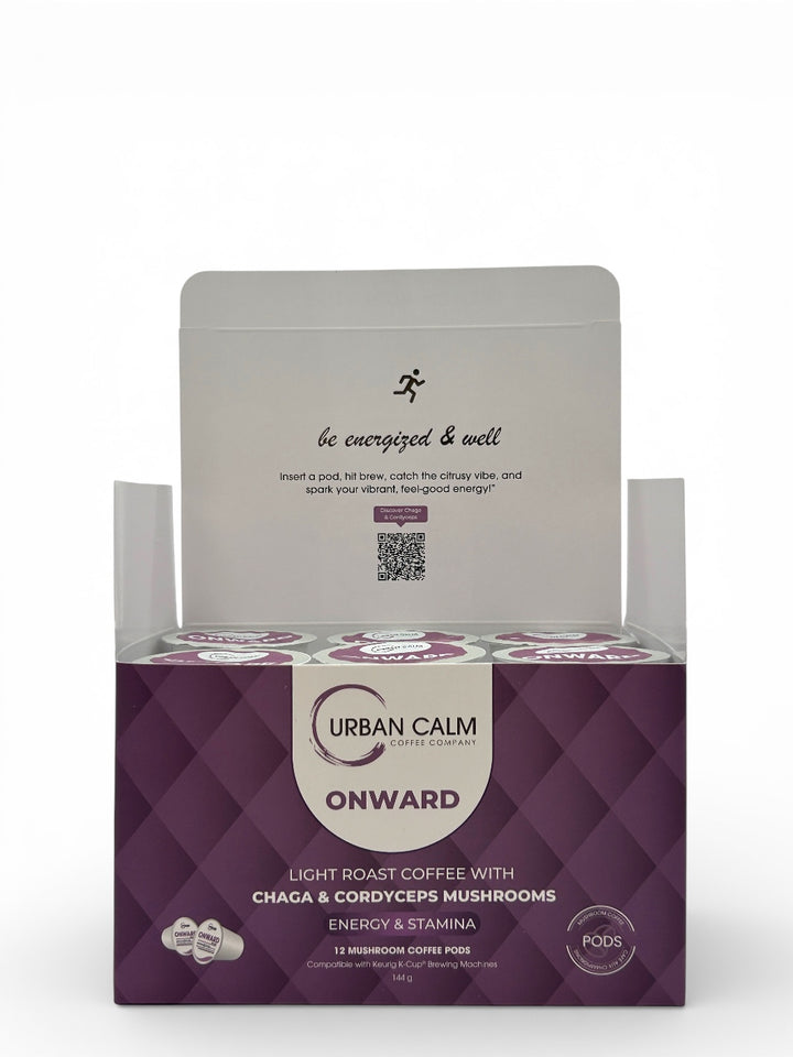 Organic Cordyceps & Chaga Mushroom Coffee K-Cups | Light Roast Blend for Enhanced Energy & Stamina