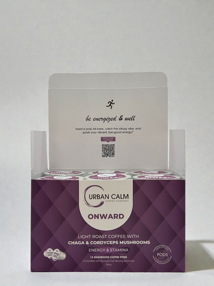 Organic Cordyceps & Chaga Mushroom Coffee K-Cups | Light Roast Blend for Enhanced Energy & Stamina