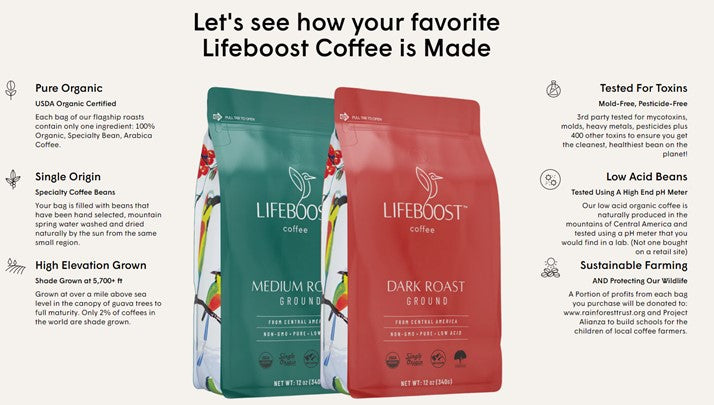 Urban Calm Coffee brand details graphic showing key values and product highlights