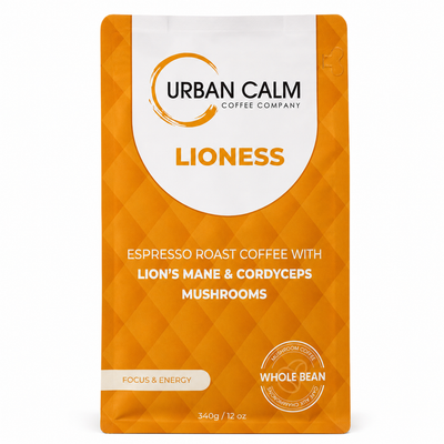 Lioness Espresso Mushroom Coffee | Lion's Mane & Cordyceps | Urban Calm Coffee