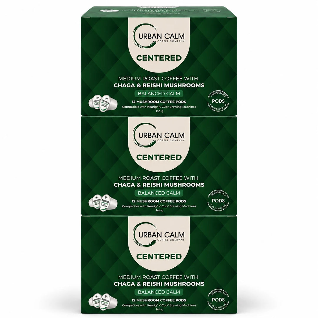 Urban Calm Centered mushroom coffee K-Cups, 3 boxes, 36 pods