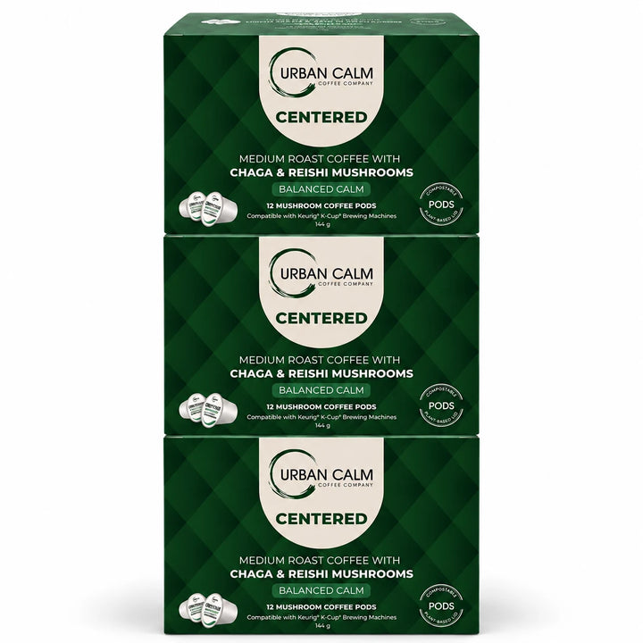 Urban Calm Centered mushroom coffee K-Cups, 3 boxes, 36 pods