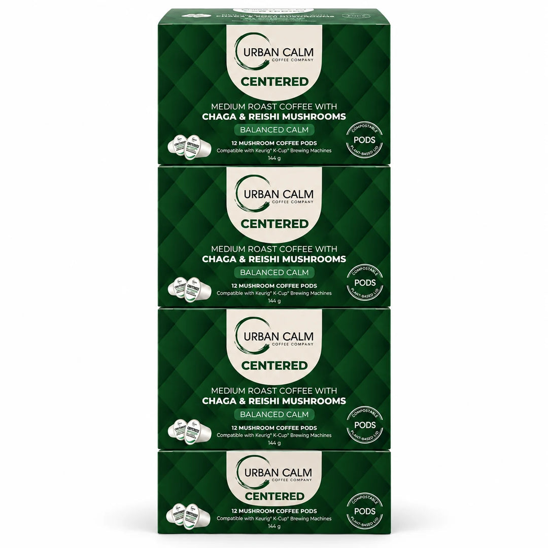 Urban Calm Centered mushroom coffee K-Cups, 4 boxes, 48 pods