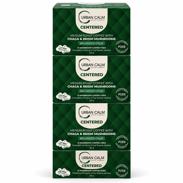Urban Calm Centered mushroom coffee K-Cups, 4 boxes, 48 pods