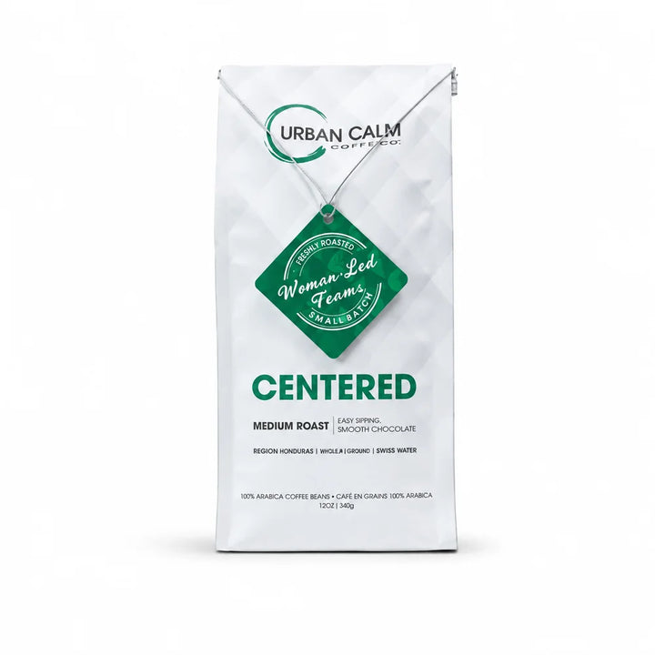 Centered Medium Roast regular coffee bag on solid white background