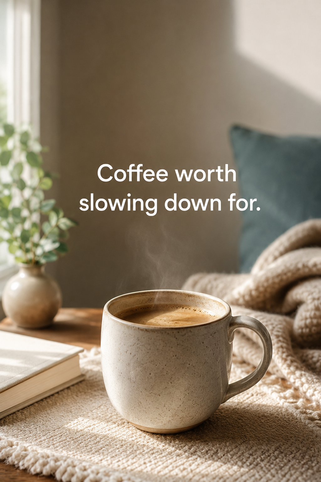 A warm cup of coffee in a calm home setting