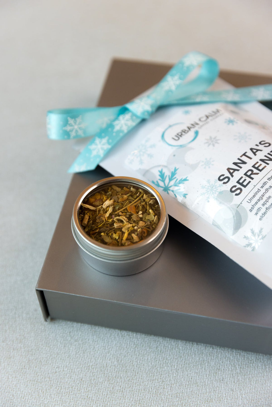 Urban Calm holiday tea gift box with loose leaf tea