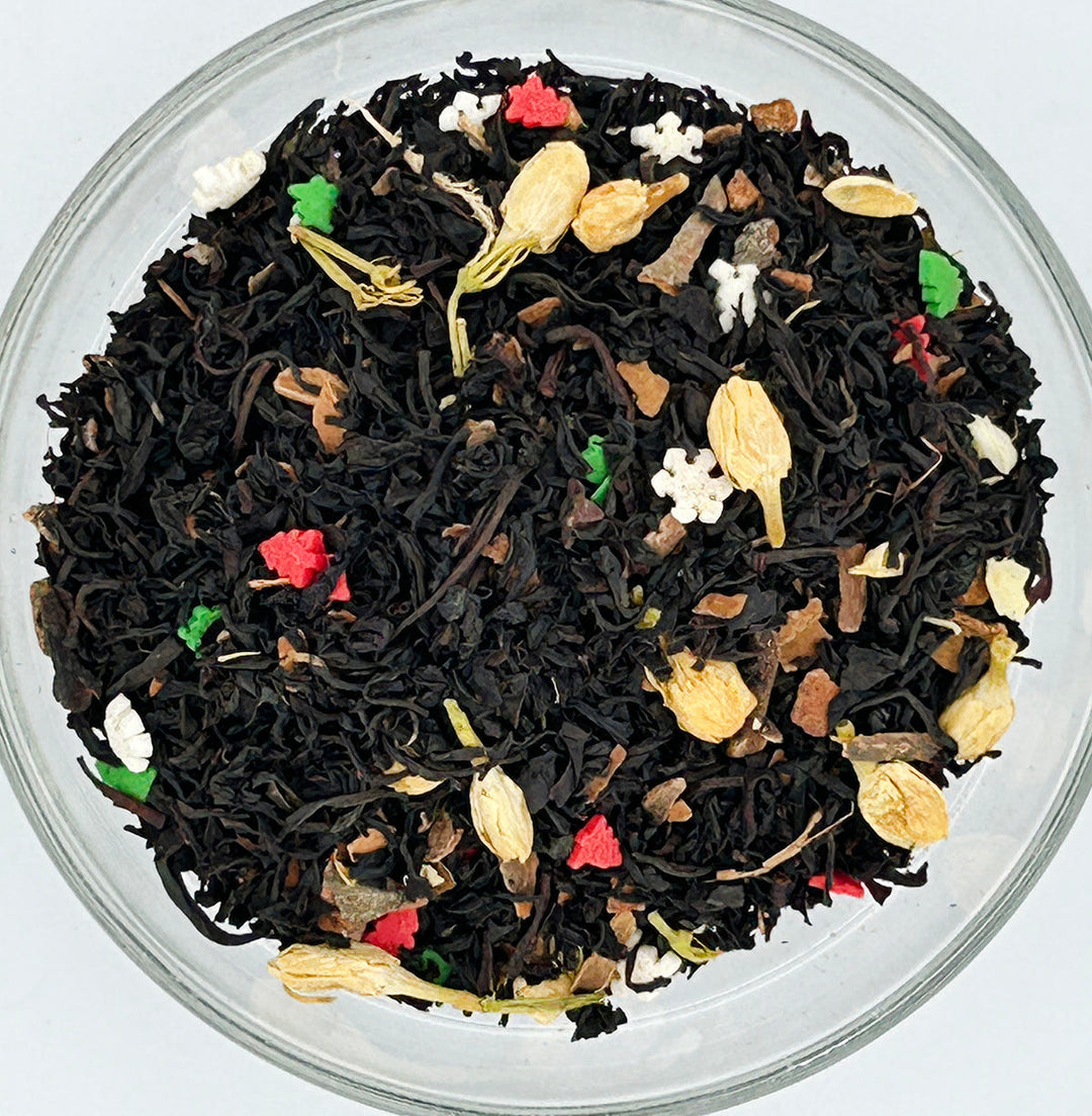 Holiday Joy loose leaf tea with festive ingredients
