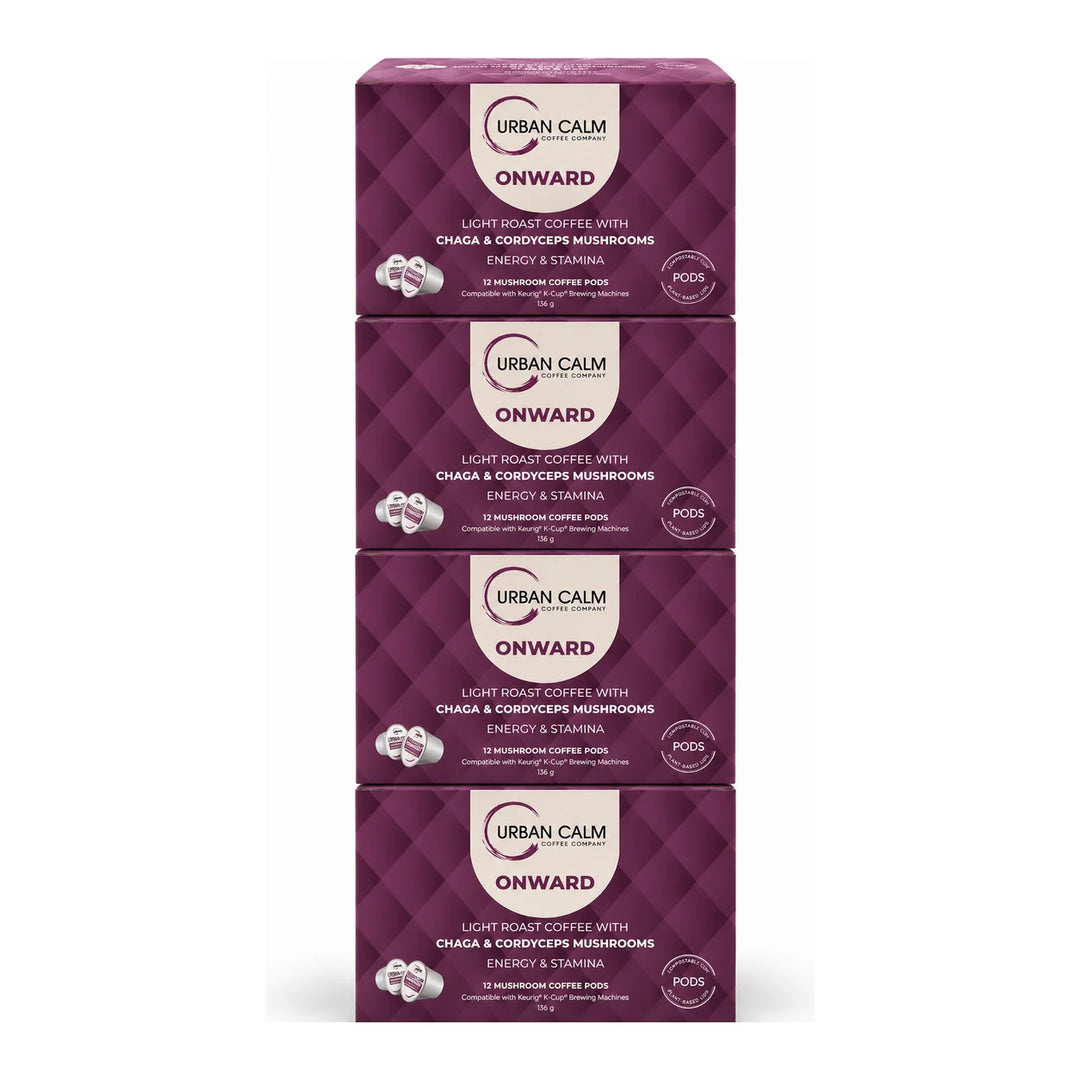 Urban Calm Onward mushroom coffee K-Cups, 4 boxes, 48 pods