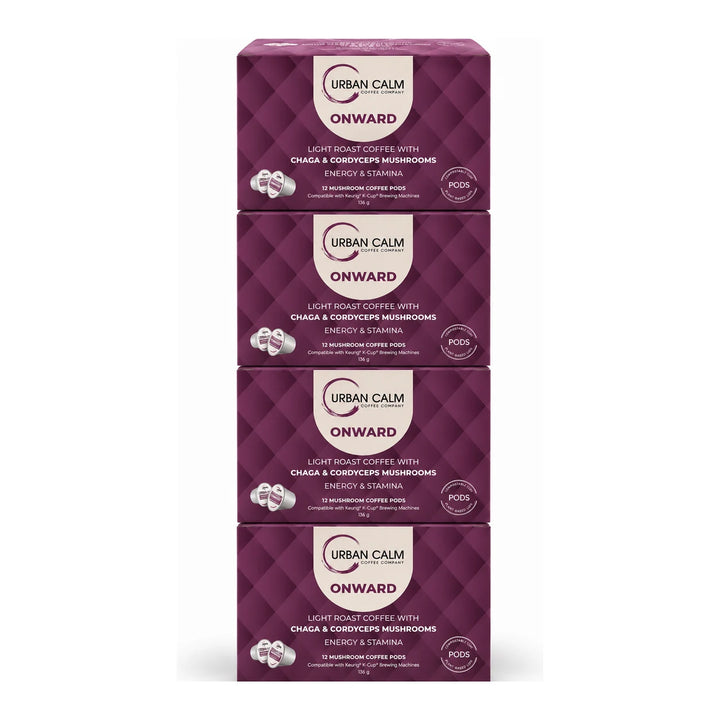 Urban Calm Onward mushroom coffee K-Cups, 4 boxes, 48 pods