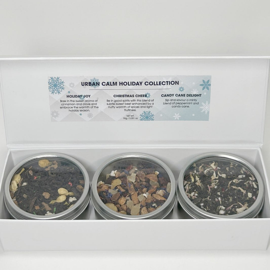 Urban Calm Winter Bliss Tea Trio with Holiday Joy Christmas Cheer and Candy Cane Delight